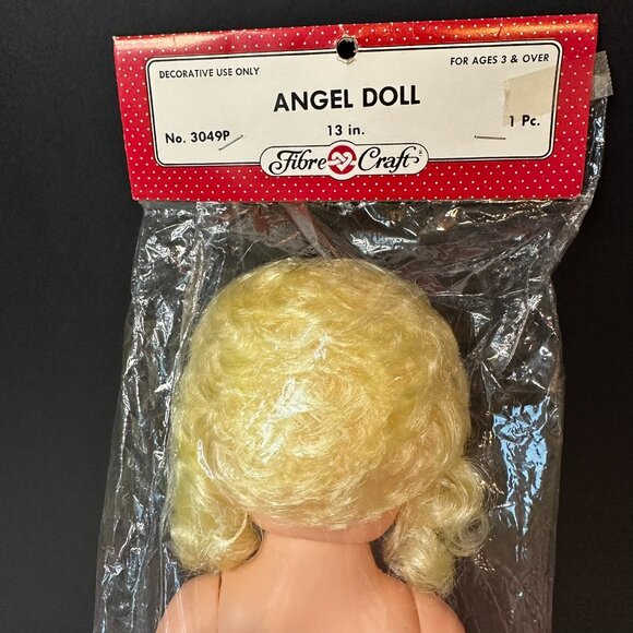 Fibre Craft Angel Doll 13" – Vintage Blonde, Sleepy Eyes #3049P-01 New Old Stock - Picture 3 of 8